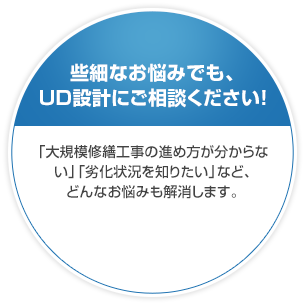 些細なお悩みでも、UD設計にご相談ください！